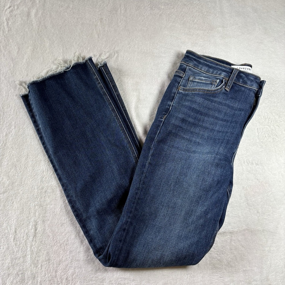 Lovervet By Vervet Womens Flare Jeans Size 28/ 7 Stretch Raw Hem High Rise